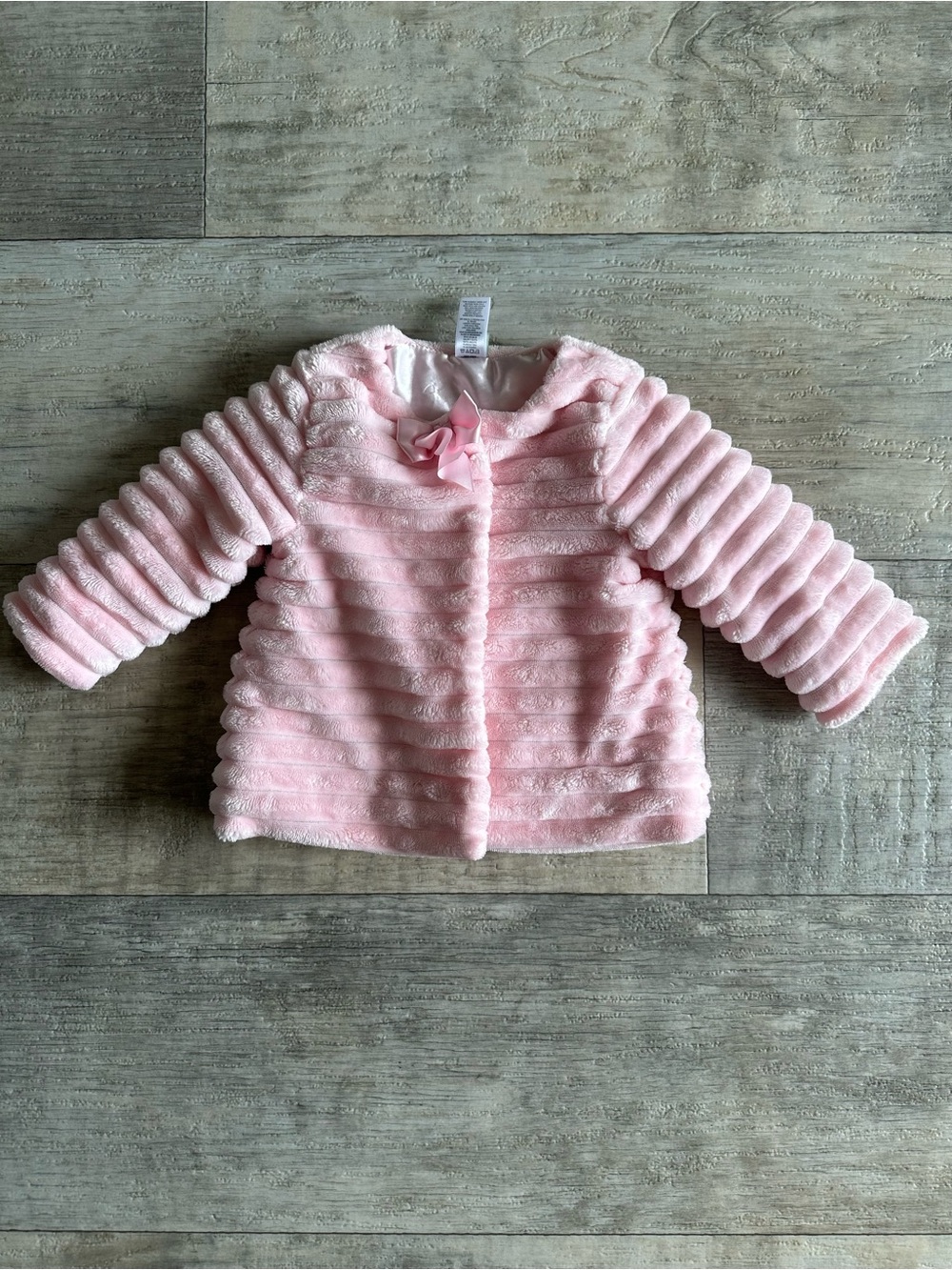 Little Me Baby Girls Pink Faux Fur Jacket with Bow 12M